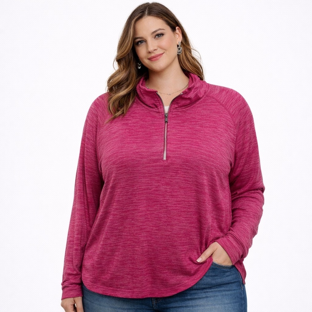 Champion Duo Dry Pink Quarter-Zip Pullover. EUC